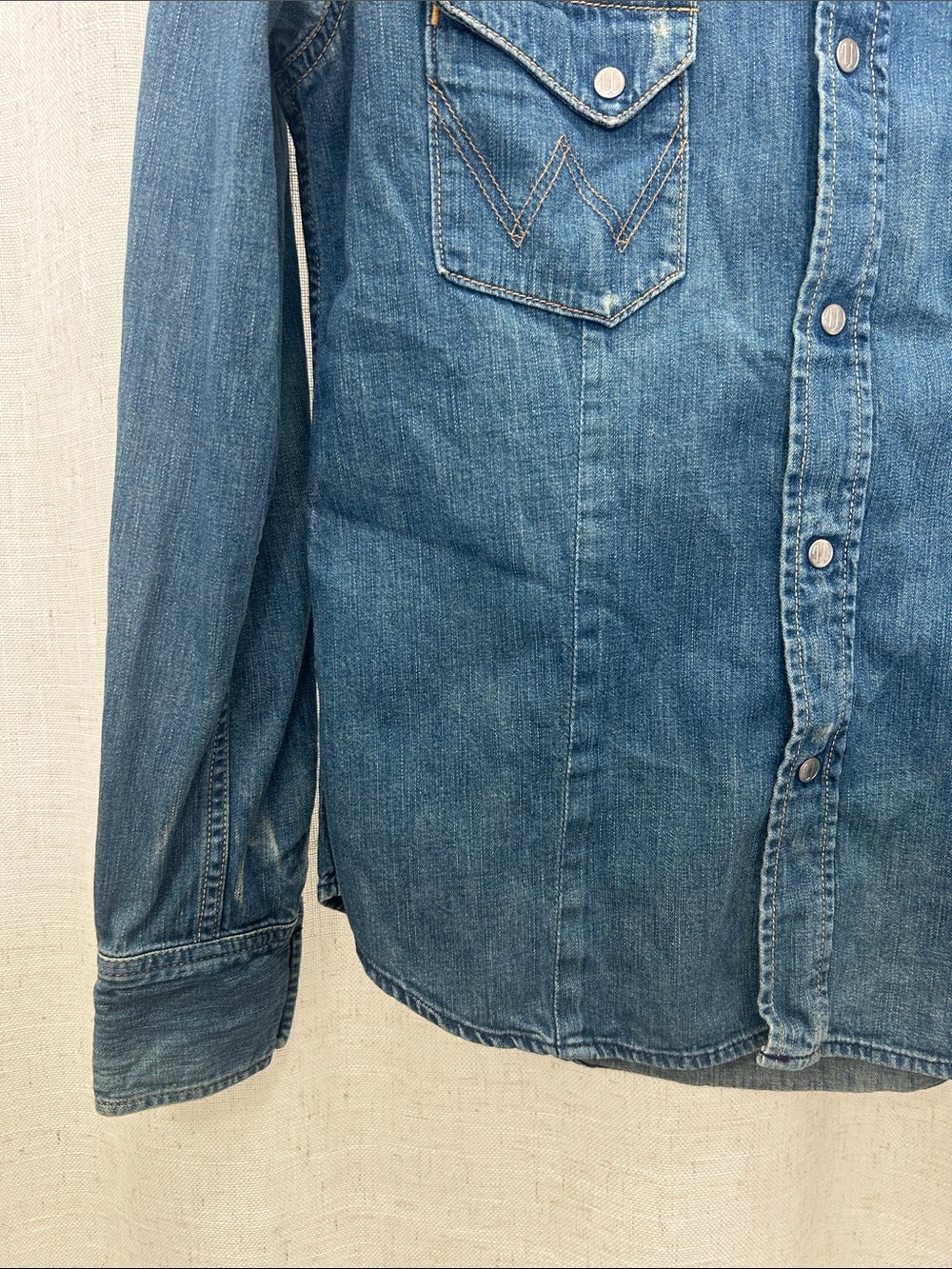Wrangler Blue Denim Western Long Sleeve Shirt Size Small Excellent Condition - Picture 6 of 15